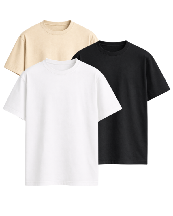 VEL Plain Combo 240GSM Oversized T-shirt