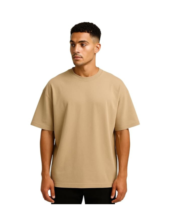 VEL Plain 240GSM Oversized Beige T-shirt