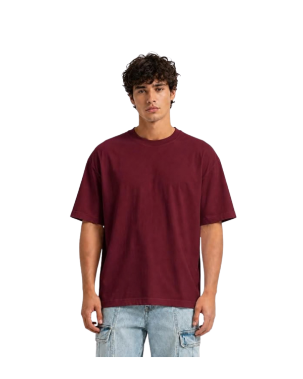 Plain Maroon 240 GSM Oversized 100% Pure Heavy Cotton T-Shirt for Men