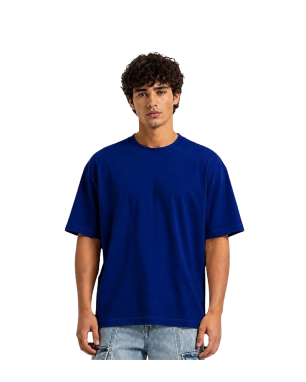 Plain Royal Blue 240 GSM Oversized 100% Pure Heavy Cotton T-Shirt for Men
