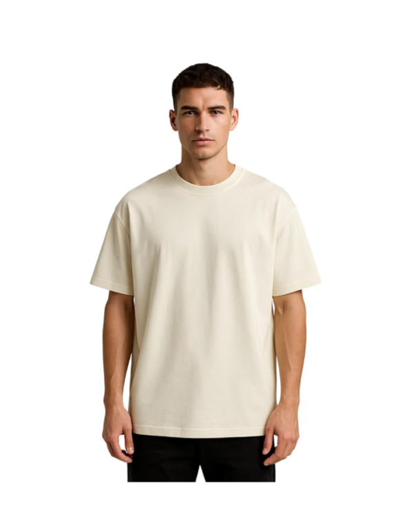 Plain Off-White 240 GSM Oversized 100% Pure Heavy Cotton T-Shirt for Men