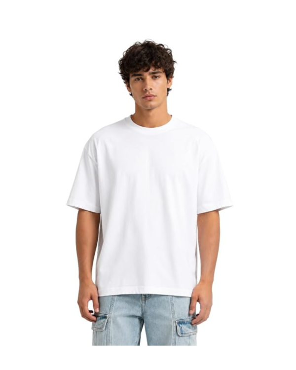Plain White 240 GSM Oversized 100% Pure Heavy Cotton T-Shirt for Men